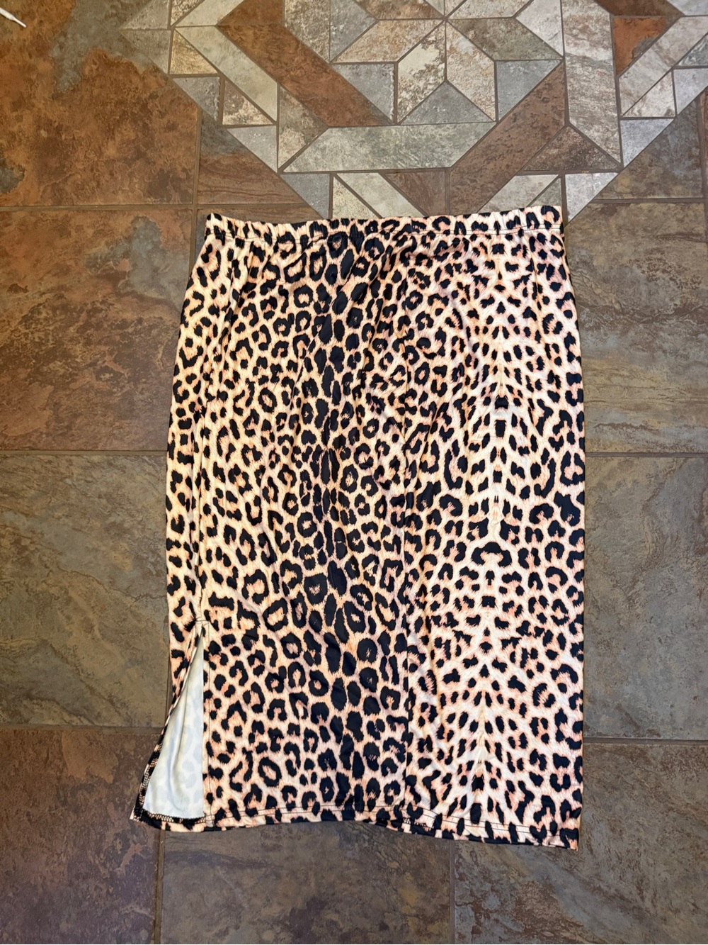 Leopard Print Midi Skirt - Neutral Tones